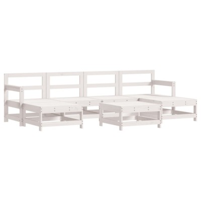Set mobilier de gradina, 7 piese, alb, lemn masiv de pin foto
