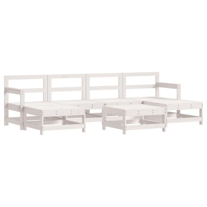 Set mobilier de gradina, 7 piese, alb, lemn masiv de pin