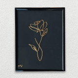 Trandafir, tablou placat cu aur, 19&times;25 cm &ndash; cod 3311