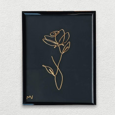Trandafir, tablou placat cu aur, 19×25 cm – cod 3311