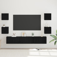 vidaXL Set comodă TV Altele 7 pcs Stejar negru Mediu 180 x 30 x 30 cm