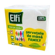 Servetele de masa, Elfi, 1 strat, 25&times;25 cm, alb, 100 buc/set