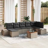 Set de canapea de grădină 8 pcs Gri Rattan poli