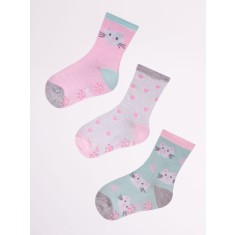 Set de trei perechi de sosete antiderapante pentru fetite - Modele Diverse