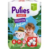 Scutece-chilotel Pufies Pants Fashion &amp;amp; Nature Extra Large, Marimea 6, 15+ kg, 36 buc