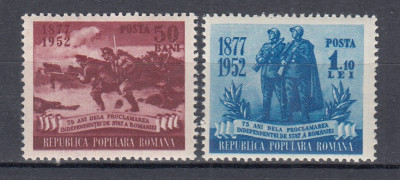 ROMANIA1952 LP 327 PROCLAMAREA INDEPENDENTEI DE STAT A ROMANIEI 75 ANI SERIE MNH foto