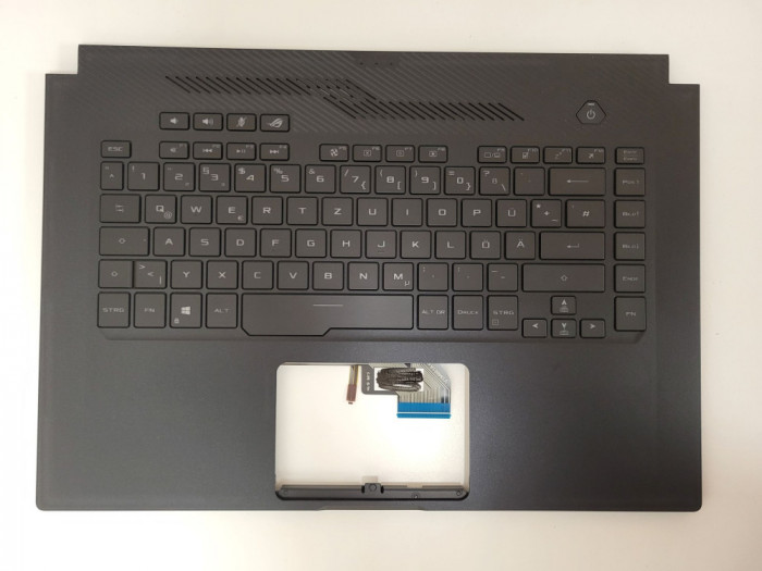 Carcasa cu tastatura palmrest Laptop Gaming, Asus, ROG Zephyrus M GU502DU, 90NR0213-R31GE0, iluminata, layout DE (germana)