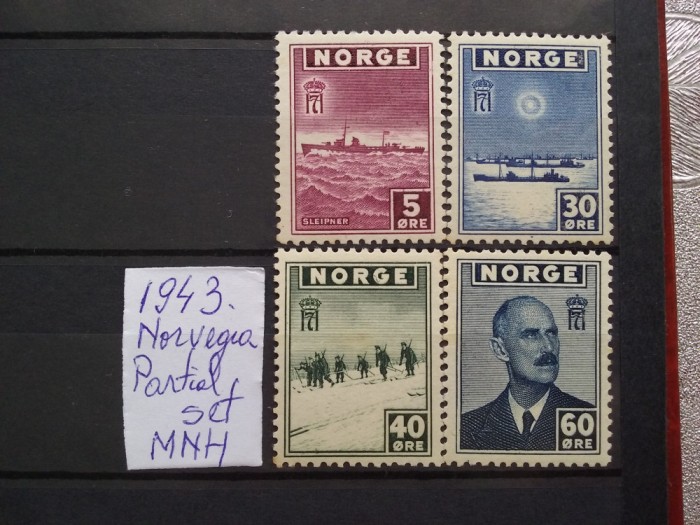 1943-Norvegia-Partial set-MNH