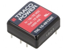 Convertor DC/DC 15W 18-75V la 15V 1000mA THL 15-4813WI