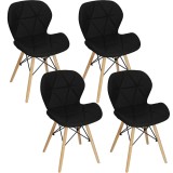 Set 4 scaune dining Torino pentru bucatarie tapitat cu piele ecologica, 40x72cm, negru Household NewTrend