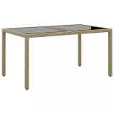 Gossi masa de gradina, bej, 150x90x75 cm sticla securizata/poliratan