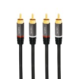 CABLU audio LOGILINK stereo (RCA T/T), 2m, conectori auriti, negru &quot;CA1204&quot; (timbru verde 0.08 lei)