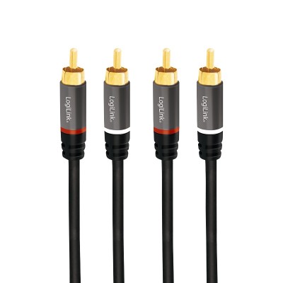 CABLU audio LOGILINK stereo (RCA T/T), 2m, conectori auriti, negru &amp;quot;CA1204&amp;quot; (timbru verde 0.08 lei) foto