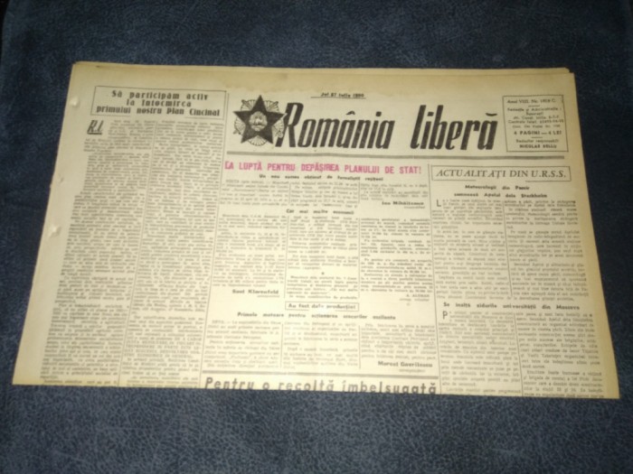 ZIARUL ROMANIA LIBERA 27 IULIE 1950 RAZBOI COREEA