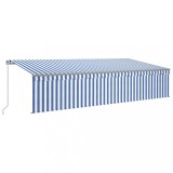 Cumpara ieftin Copertina retractabila manual cu stor&amp;LED, albastru&amp;alb, 6x3 m