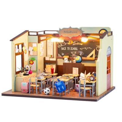 Puzzle 3D, Casa de papusi in miniatura DIY, Back to School, 22x17x15.5cm foto