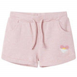 Pantaloni scurți pentru copii cu șnur, roz deschis combinat, 116