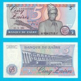 Zair (p#26A) 5 Zaires 1985 aUNC+ &#039;Mobutu&#039; serie: A 9342715 F
