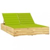 VidaXL Șezlong dublu și perne verde aprins, lemn de pin tratat 3065980