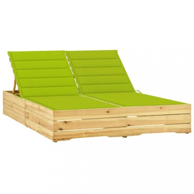 vidaXL Șezlong dublu și perne verde aprins, lemn de pin tratat 3065980 foto