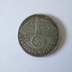 Germania Nazista 2 Reichsmark 1938 B argint cu patină deosebita