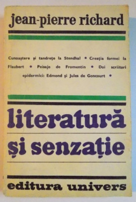 LITERATURA SI SENZATIE de JEAN-PIERRE RICHARD,BUC.1980 foto