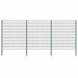 Panou de gard cu stalpi din fier, verde, 522x200 cm