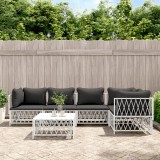 vidaXL Set mobilier gradina 6 piese alb otel cu perne confortabile modular din tesut