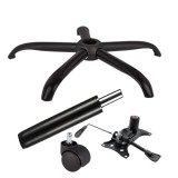 Cumpara ieftin Set placuta balans metalica 25 x 15 cm, baza 64 cm, rola universala si cilindru piston, gaz, pentru scaune birou, negru, 35 cm