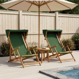 Scaun de plaja 2 pcs 3 Pozitie Lemn de eucalipt masiv Verde