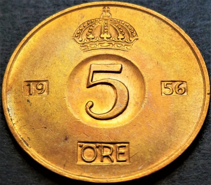 Moneda 5 ORE - SUEDIA, anul 1956 * cod 4354 B