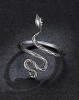 Inel Argint 925 Reglabil Sarpe Verde, Argintboutique, 2.7cm, Model Snake, ARG405D