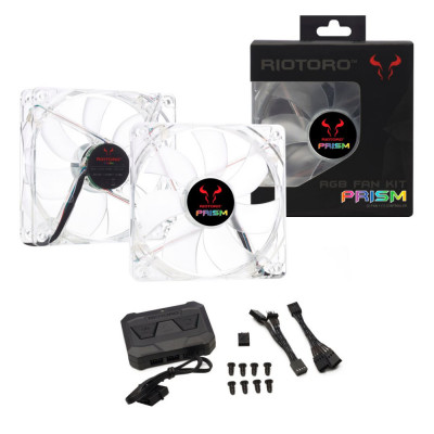 Set controller + 2 ventilatoare Riotoro Prism 120mm iluminare RGB FRGB256-168X foto