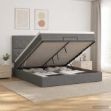 Cumpara ieftin Pat Ottoman cu Saltea si LED Gri inchis 180 x 200 cm Tesatura