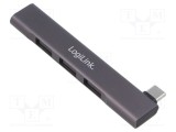 Hub USB LOGILINK 4 porturi USB A și USB C, USB 3.2, gri