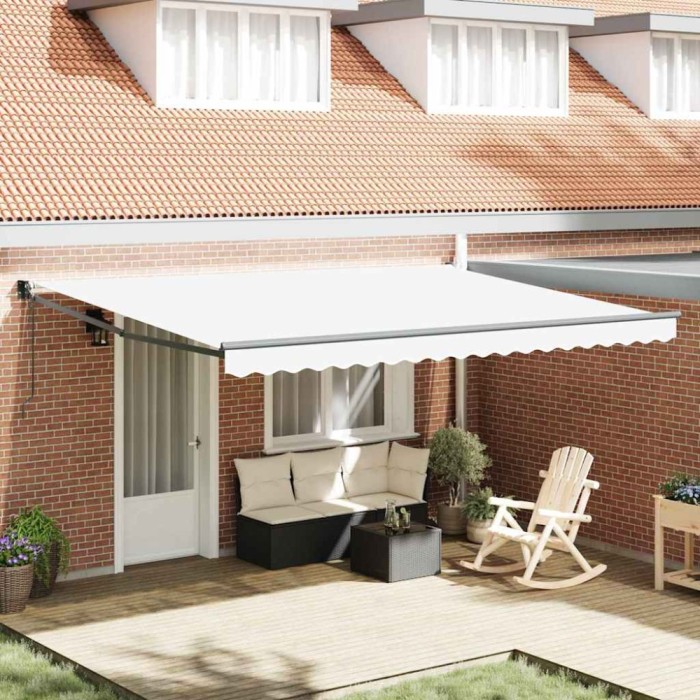 vidaXL Perdea de Soare Retractabilă Alb 450x300 cm