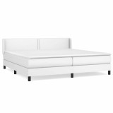 Cumpara ieftin Pat box spring cu saltea, alb, 200x200 cm, piele ecologica