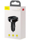 Modulator FM Bluetooth Baseus Tip T &Icirc;ncărcător Auto MP3 2 x USB TF microSD 3,4A Negru CCTM-01