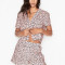 Pijama, Victoria&#039;s Secret, Cotton Cropped Short PJ Set, Pink Black mini Leopard Hearts, Marime M