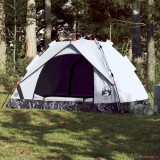 Gossi cort de camping 2 persoane, alb opac, setare rapida, tesatura