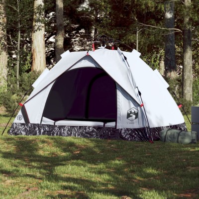 Gossi cort de camping 2 persoane, alb opac, setare rapida, tesatura foto