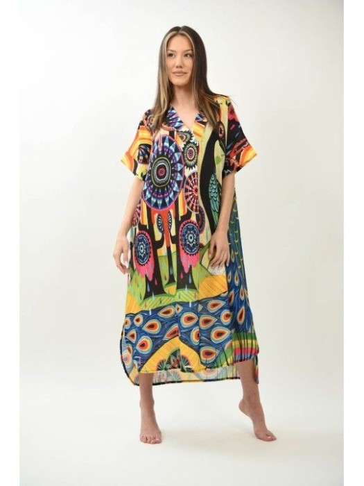 ROCHIE LUNGA DE PLAJA SEMITRANSPARENTA BALI TALIE UNICA Multicolora