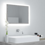 Oglinda de baie cu LED, gri beton, 60x8,5x37 cm, acril GartenMobel Dekor, vidaXL