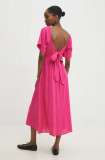Answear Lab rochie din in culoarea roz, midi, evazati