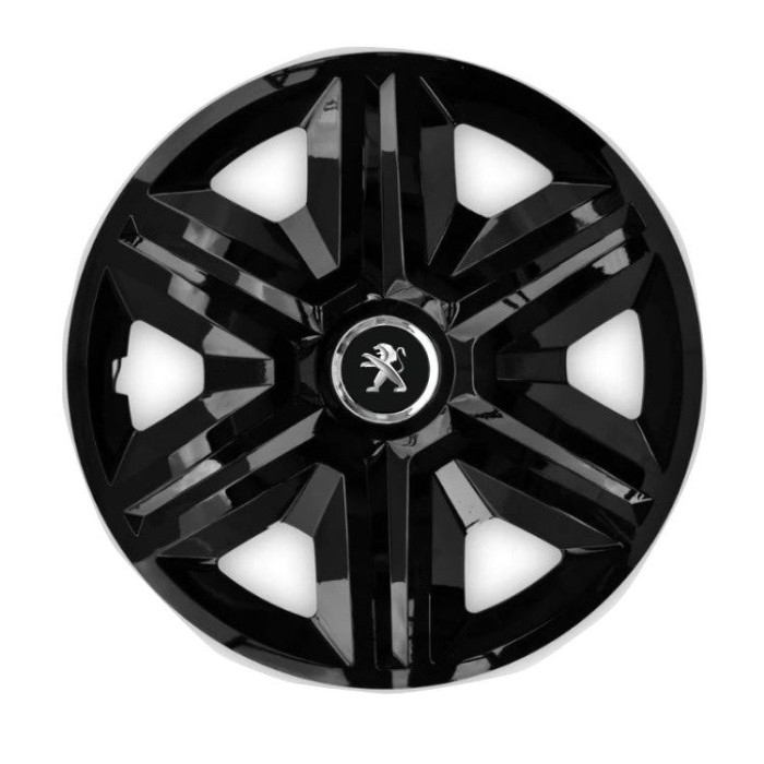 Set 4 capace roti hubcaps fast black R15 Compatibil Cu Peugeot