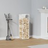 Suport Lemne Foc Gossi Alb, Otel Laminat, 25x25x80cm, 100kg, Interior/Exterior
