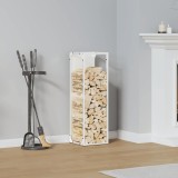 vidaXL Suport pentru lemne de foc alb 25x25x80 cm Oțel laminat la rece