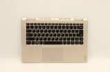Carcasa superioara cu tastatura palmrest Laptop, Lenovo, Yoga 710-14IKB Type 80V4, 5CB0M72915, AM1JH000220, iluminata, aurie, layout US