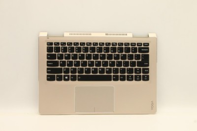 Carcasa superioara cu tastatura palmrest Laptop, Lenovo, Yoga 710-14IKB Type 80V4, 5CB0M72915, AM1JH000220, iluminata, aurie, layout US foto