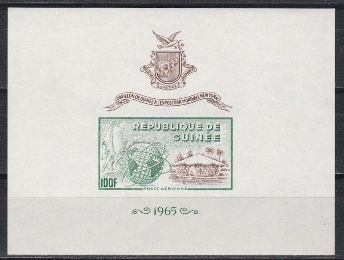 Guineea 1965 - T&acirc;rgul Mondial de la New York 1964 supratipar&bdquo;1965&rdquo;, Colita, MNH